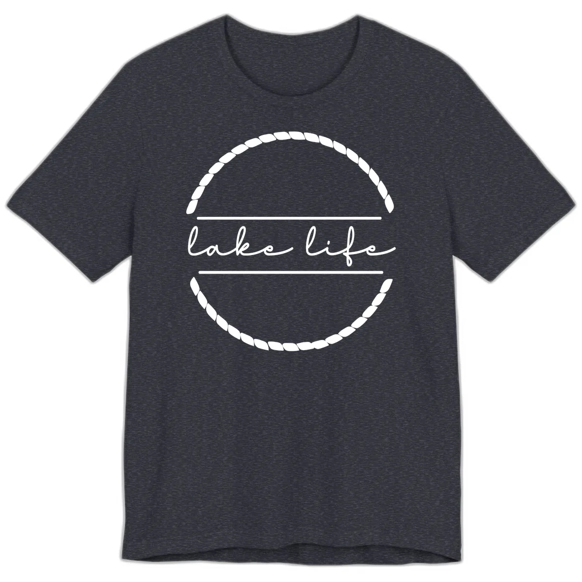 Lake Life Rope Circle Design Premium T-Shirt in Heather Navy