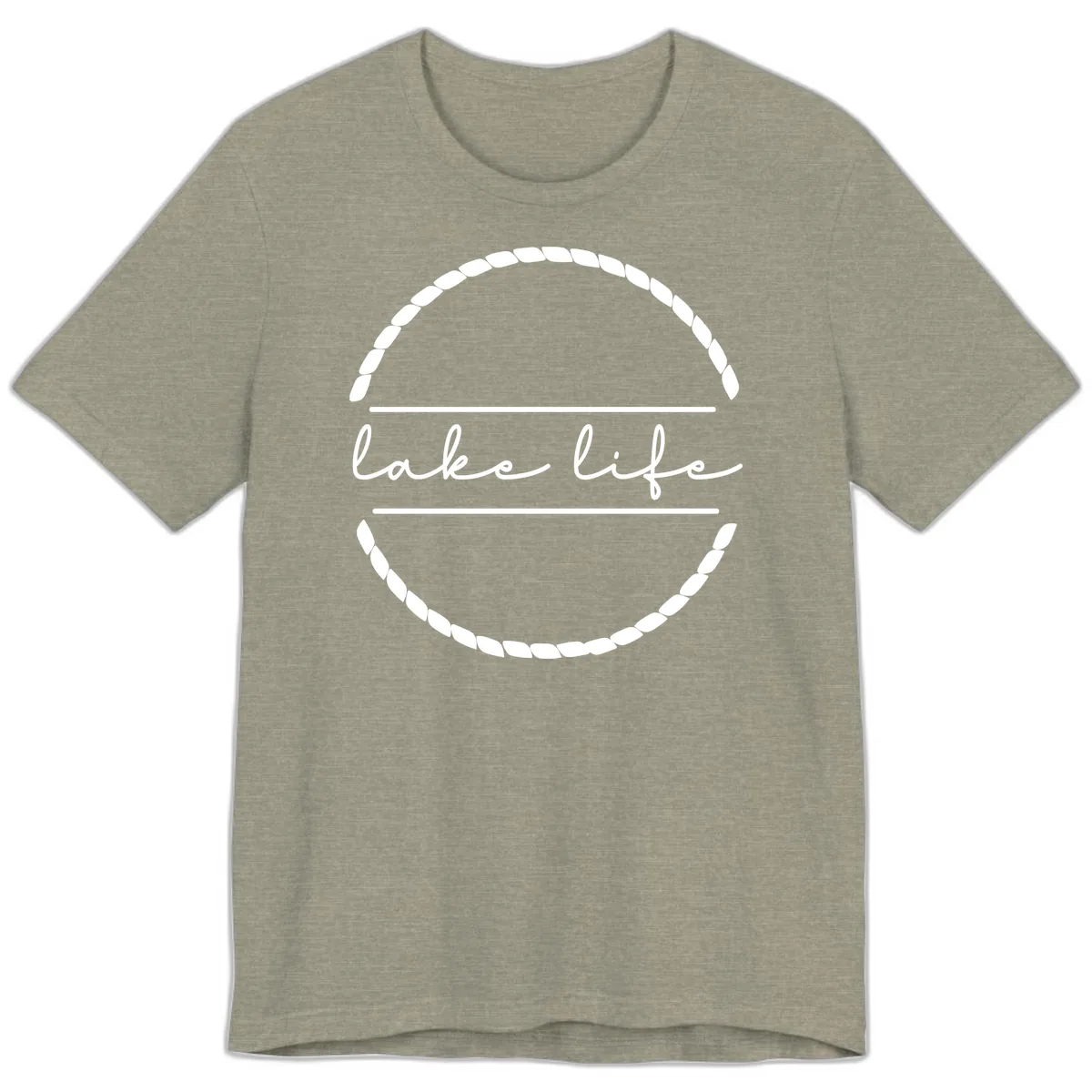 Lake Life Rope Circle Design Premium T-Shirt in Heather Stone