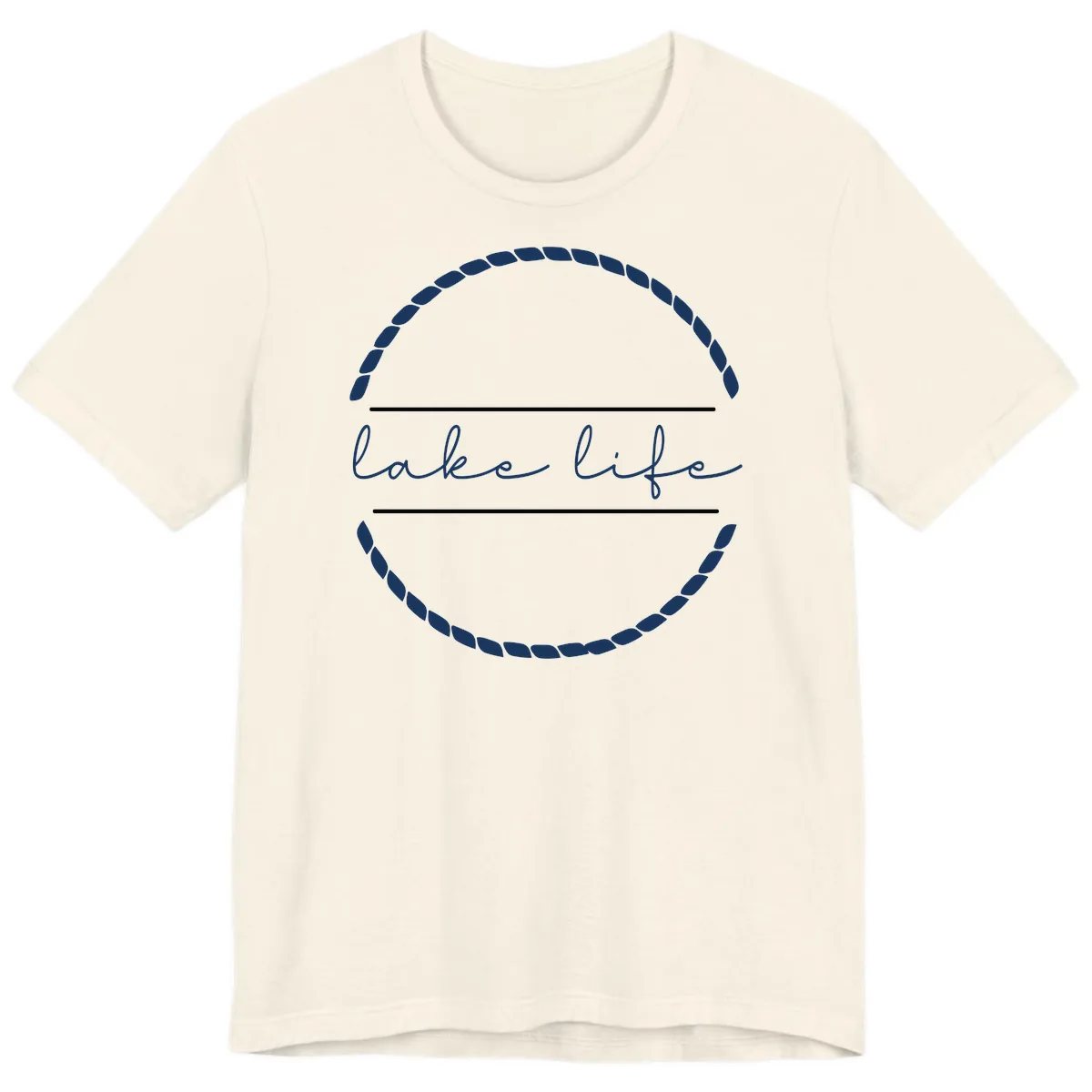 Lake Life Rope Circle Design Premium T-Shirt in Natural
