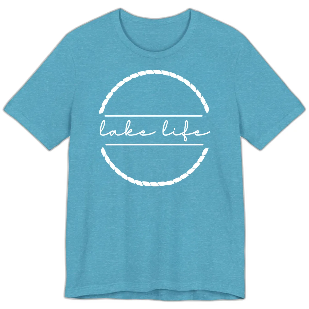 Lake Life Rope Circle Design Premium T-Shirt in Heather Aqua