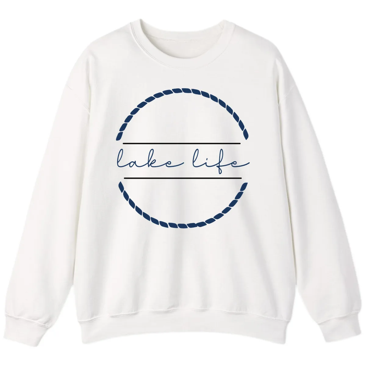 Lake Life Rope Circle Design Sweatshirt in White