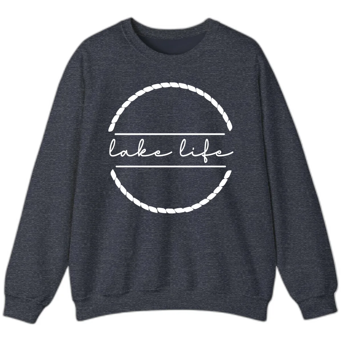 Lake Life Rope Circle Design Sweatshirt in Heather Sport Dark Navy