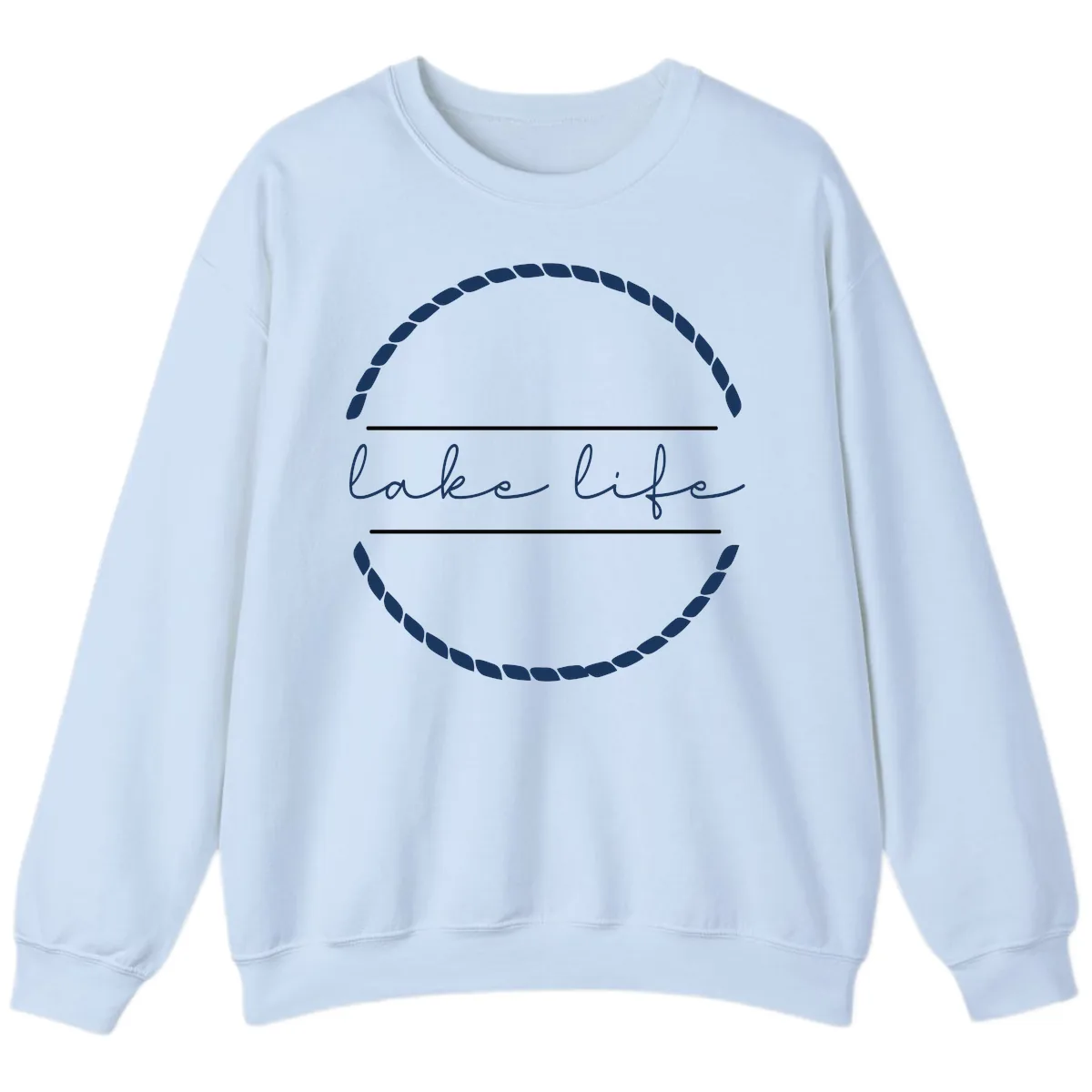 Lake Life Rope Circle Design Sweatshirt in Light Blue