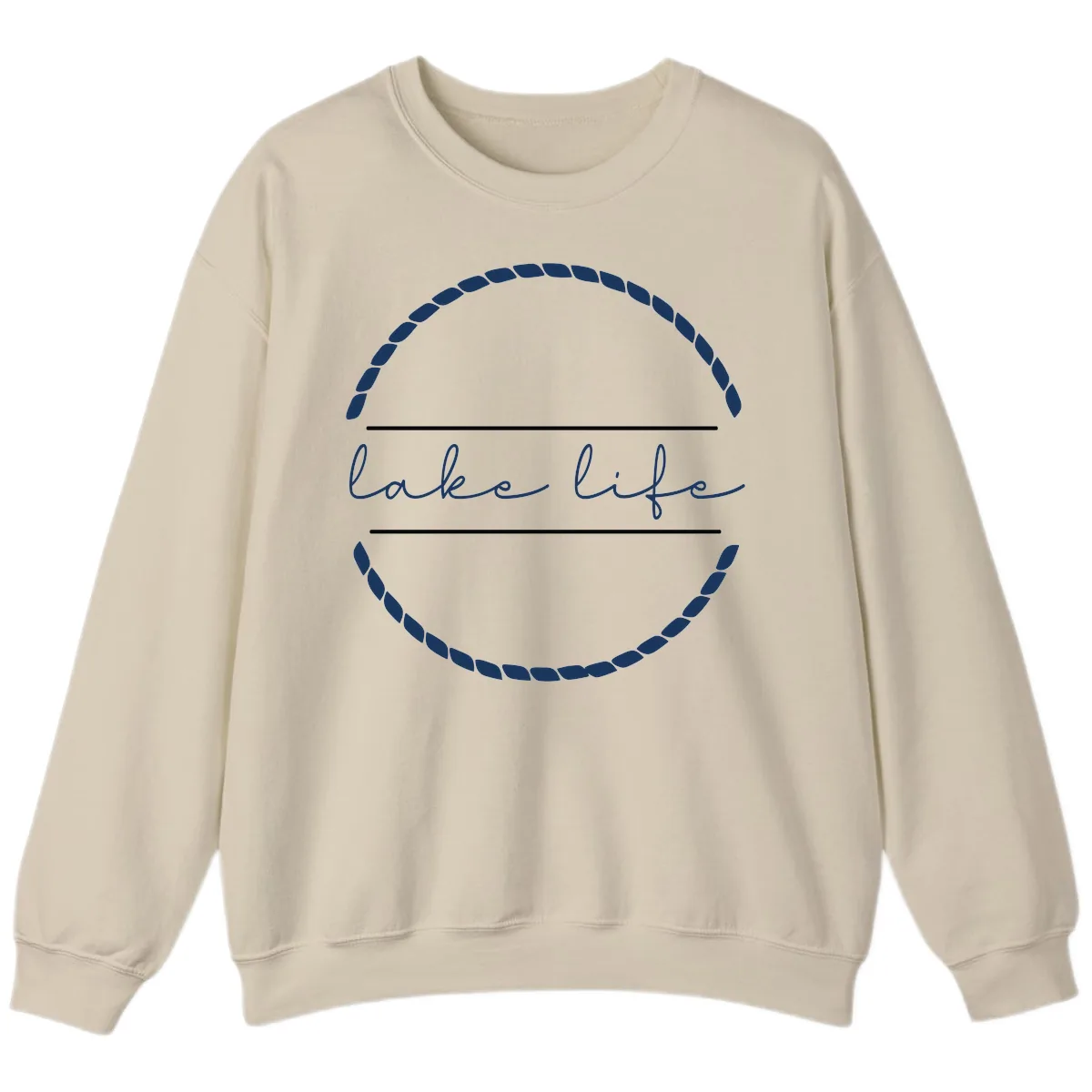 Lake Life Rope Circle Design Sweatshirt in Sand