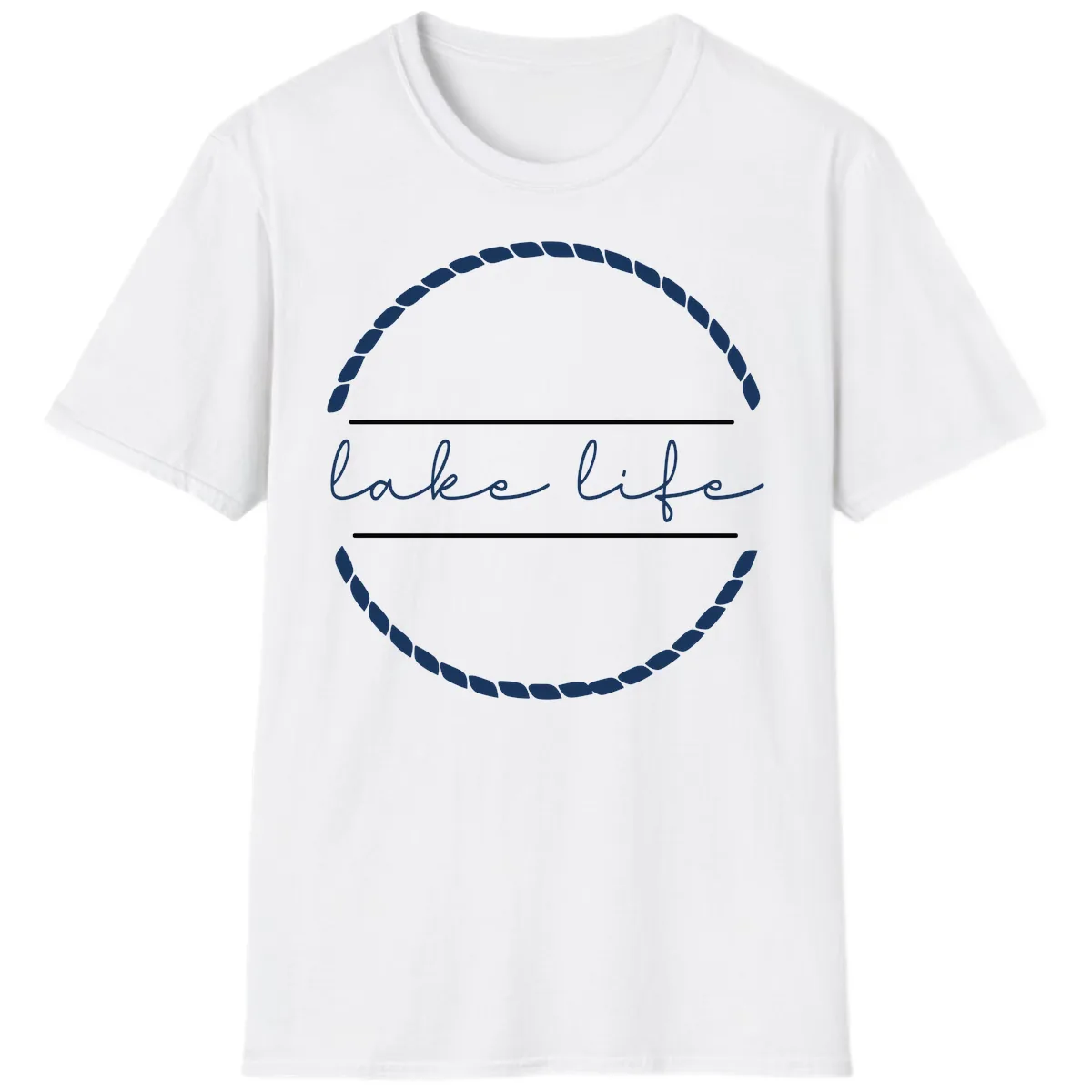 Lake Life Rope Circle Design T-Shirt in White