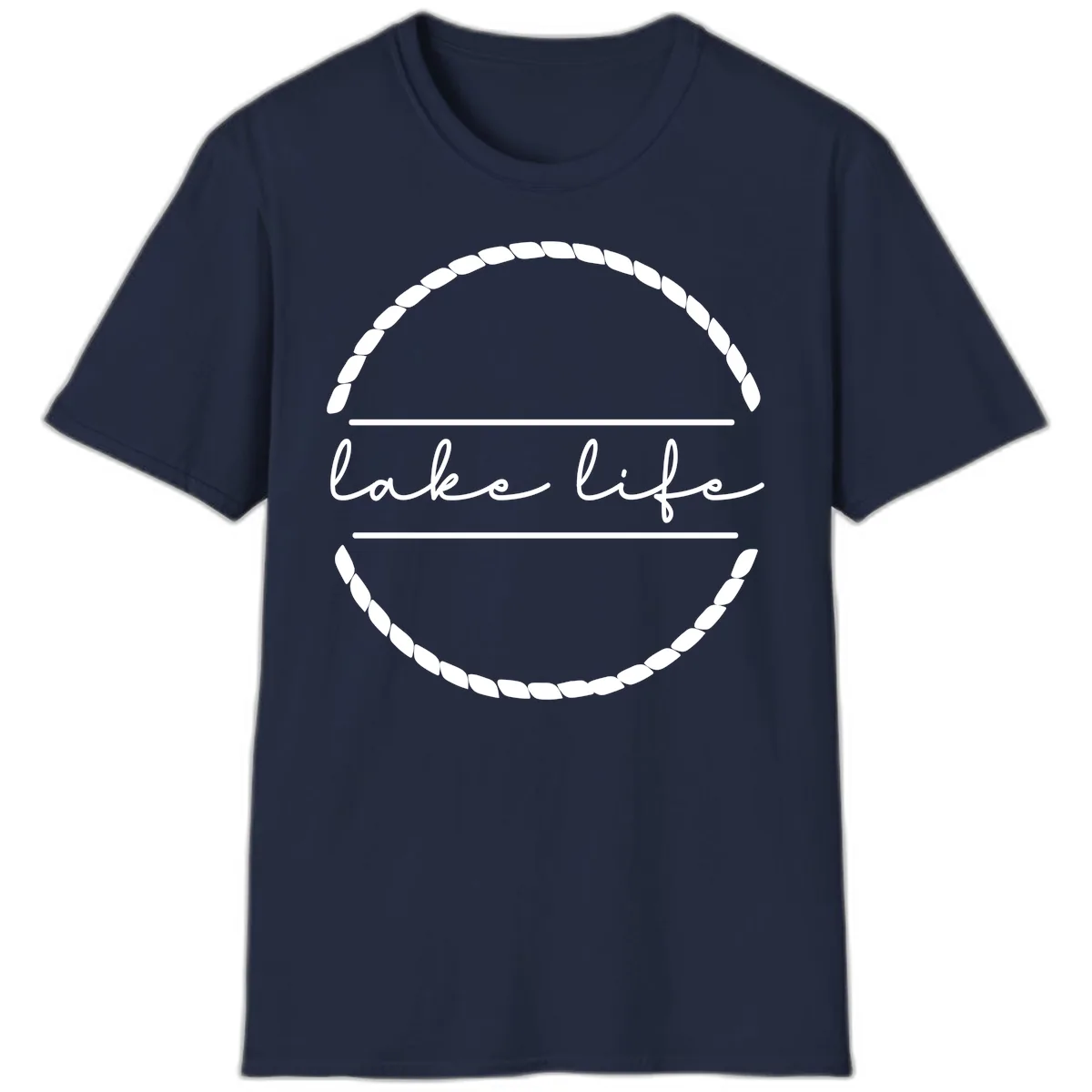Lake Life Rope Circle Design T-Shirt in Navy