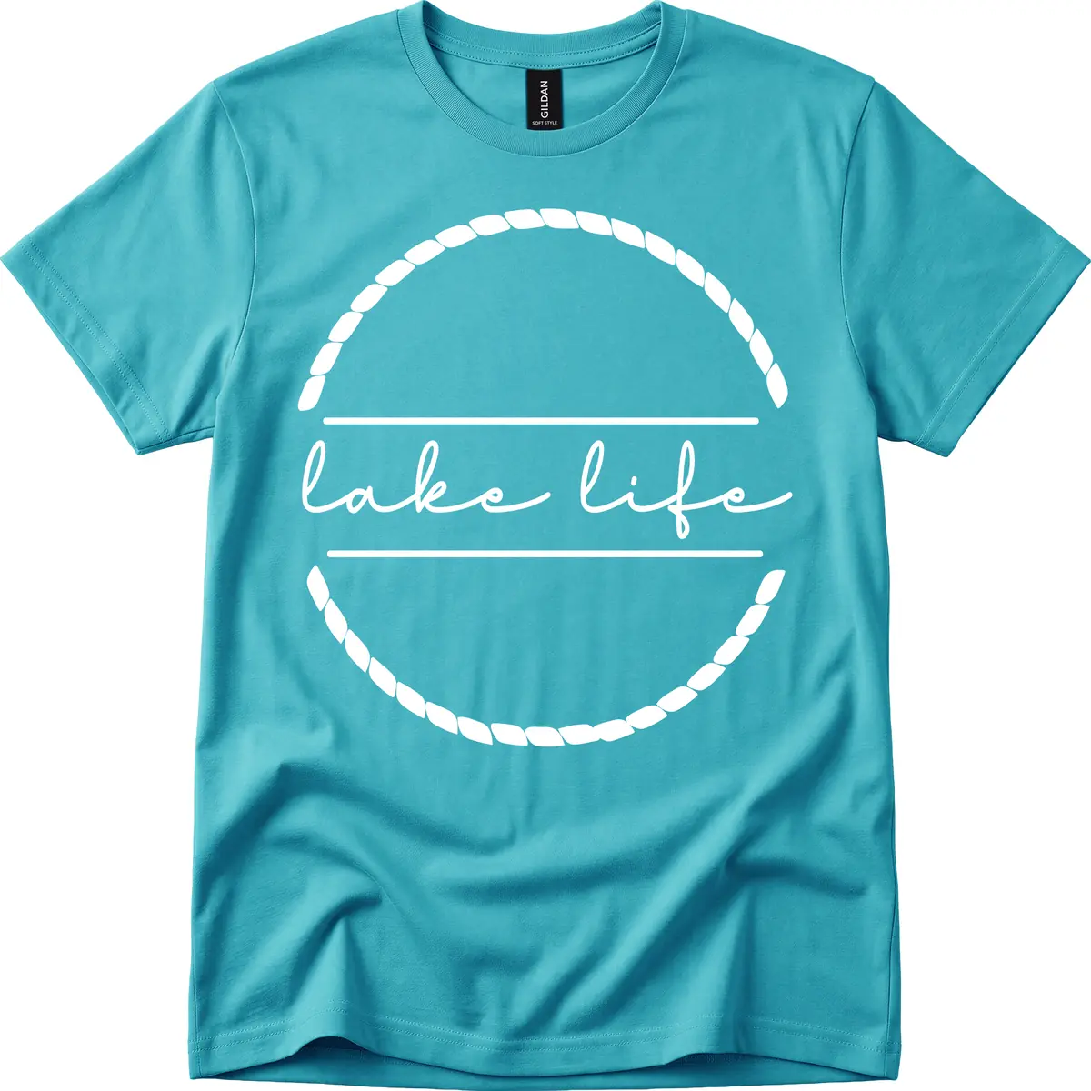 Lake Life Rope Circle Design T-Shirt in Tropical Blue