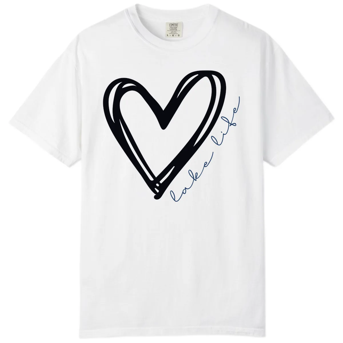 Lake Life Heart Design Comfort Color in White