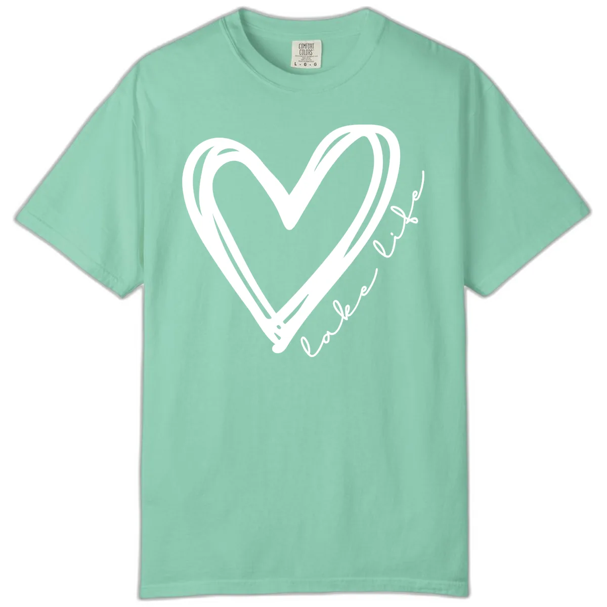 Lake Life Heart Design Comfort Color in Island Reef
