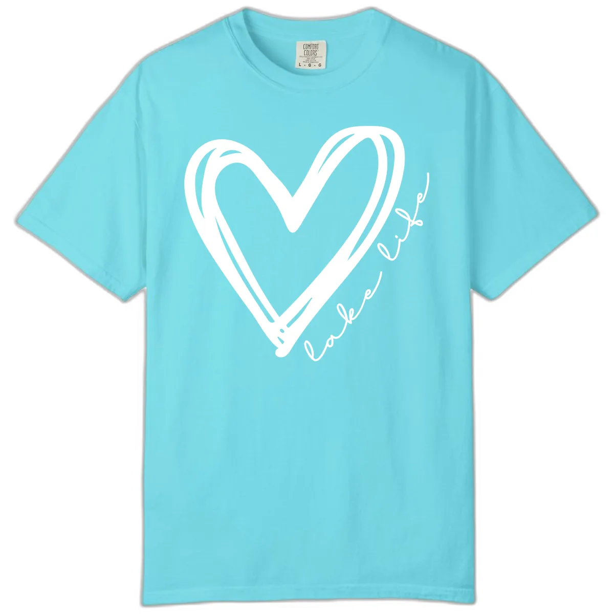 Lake Life Heart Design Comfort Color in Lagoon Blue