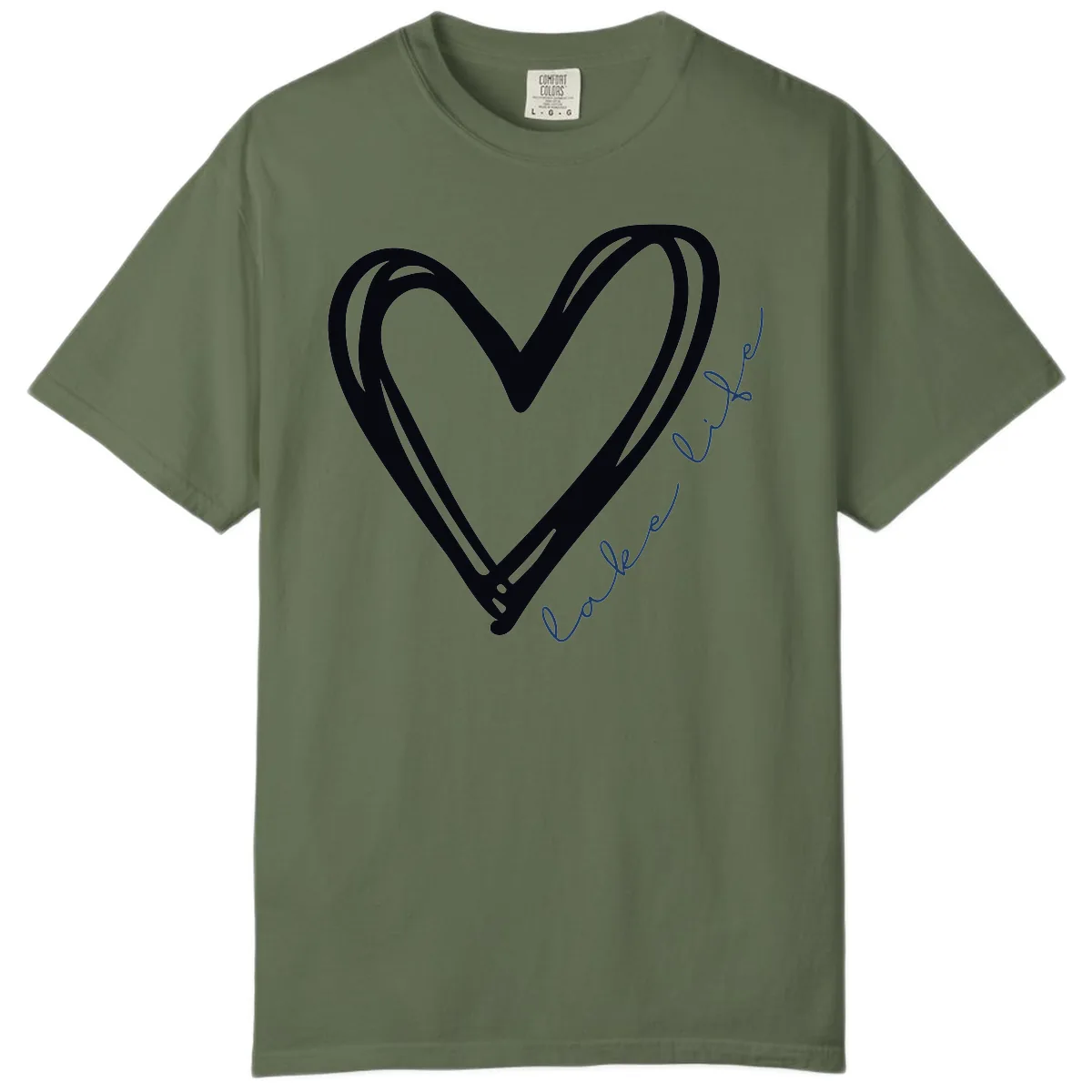 Lake Life Heart Design Comfort Color in Sage