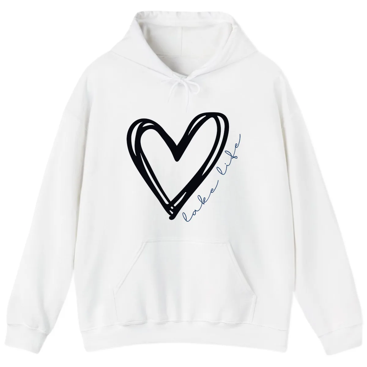 Lake Life Heart Design Hoodie in White