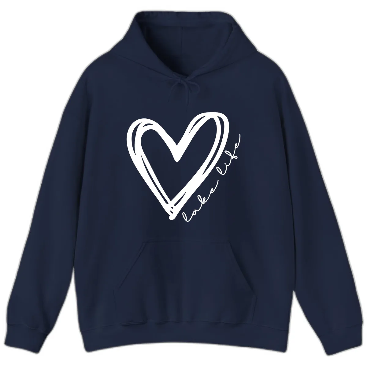 Lake Life Heart Design Hoodie in Navy