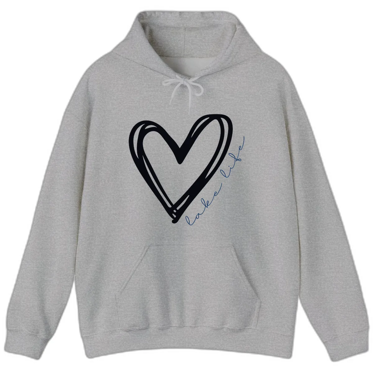 Lake Life Heart Design Hoodie in Sport Grey