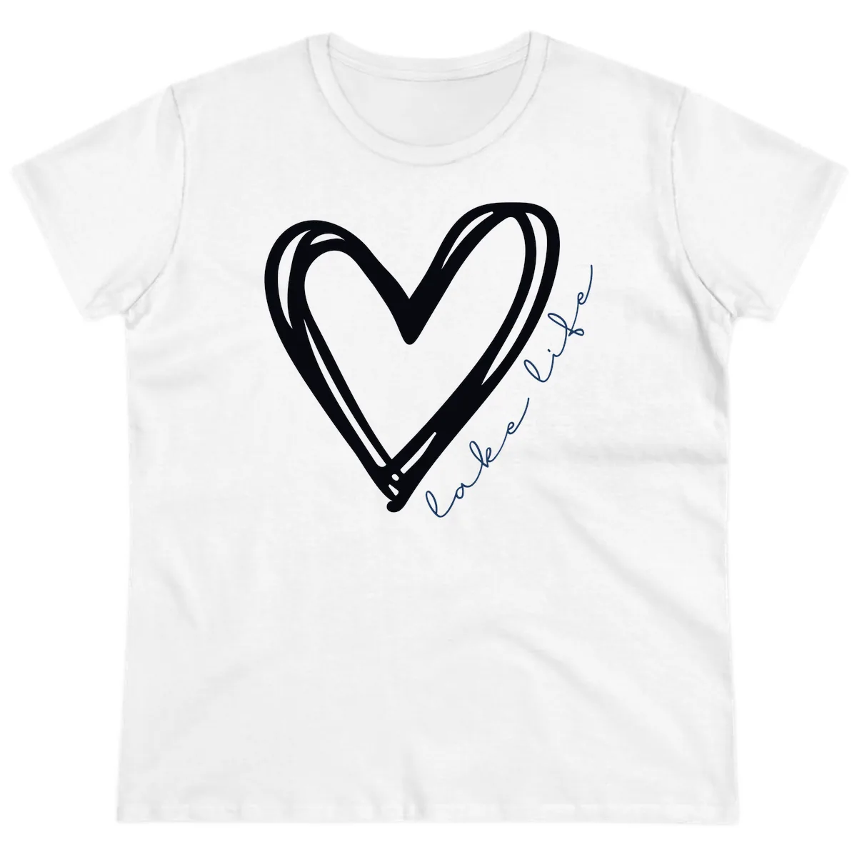 Lake Life Heart Design Ladies Tee in White