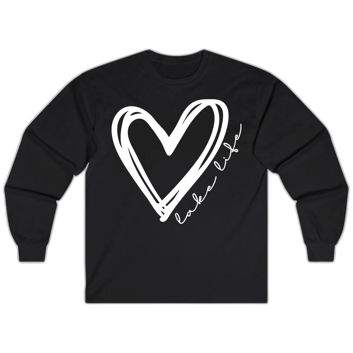 Lake Life Heart Design Long Sleeve in Black