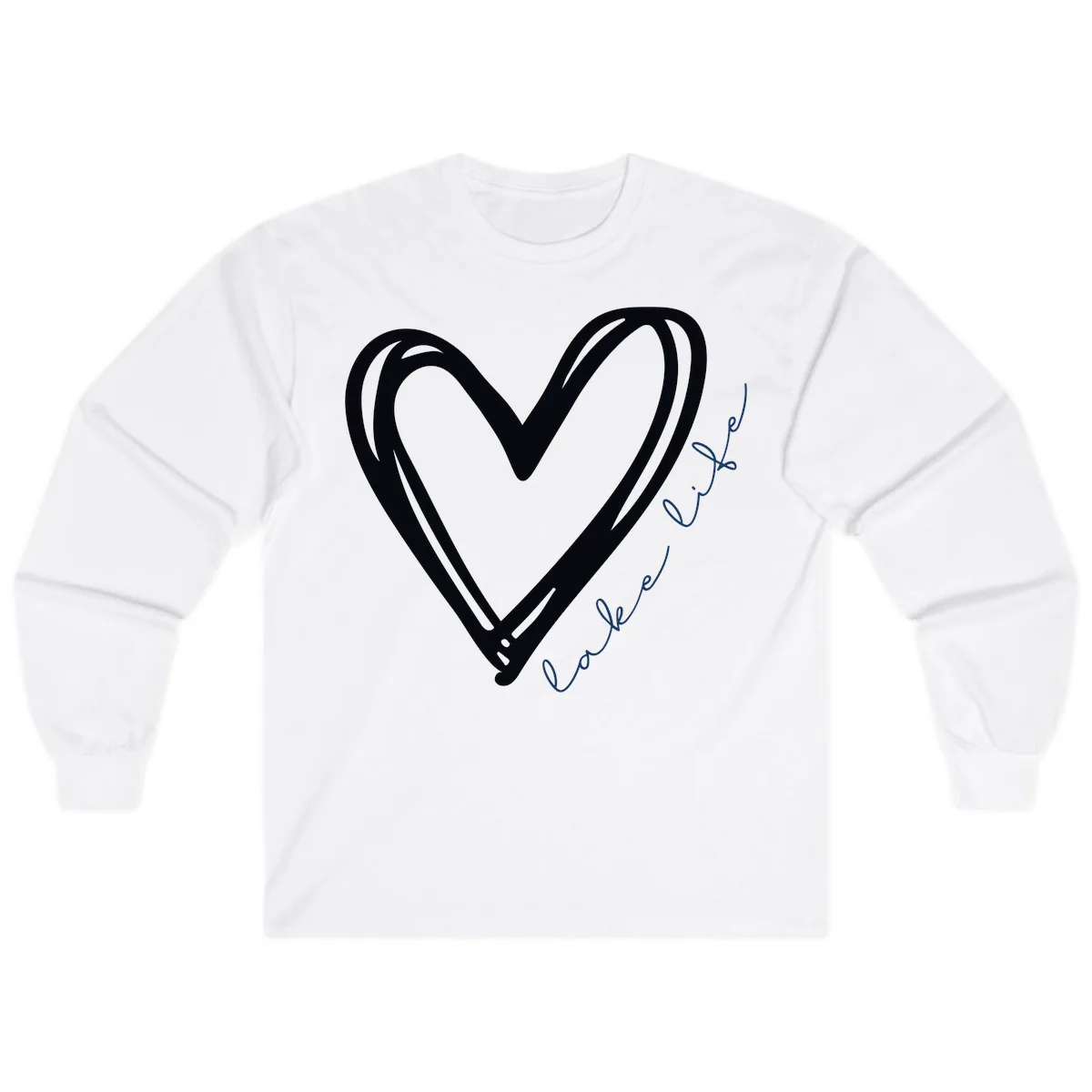 Lake Life Heart Design Long Sleeve in White