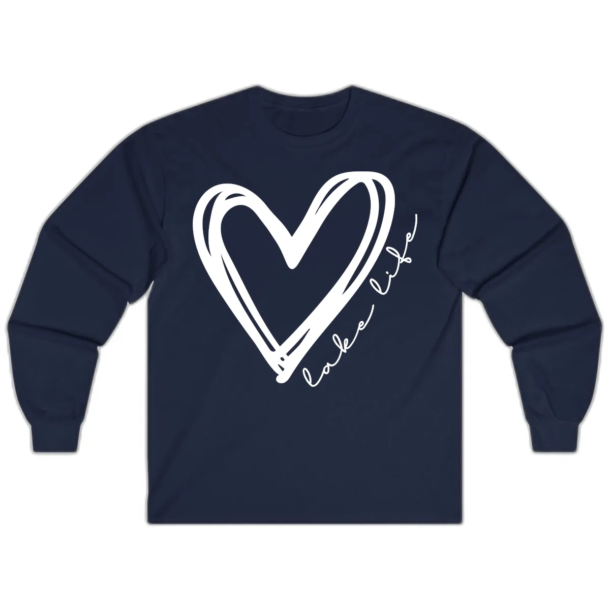 Lake Life Heart Design Long Sleeve in Navy