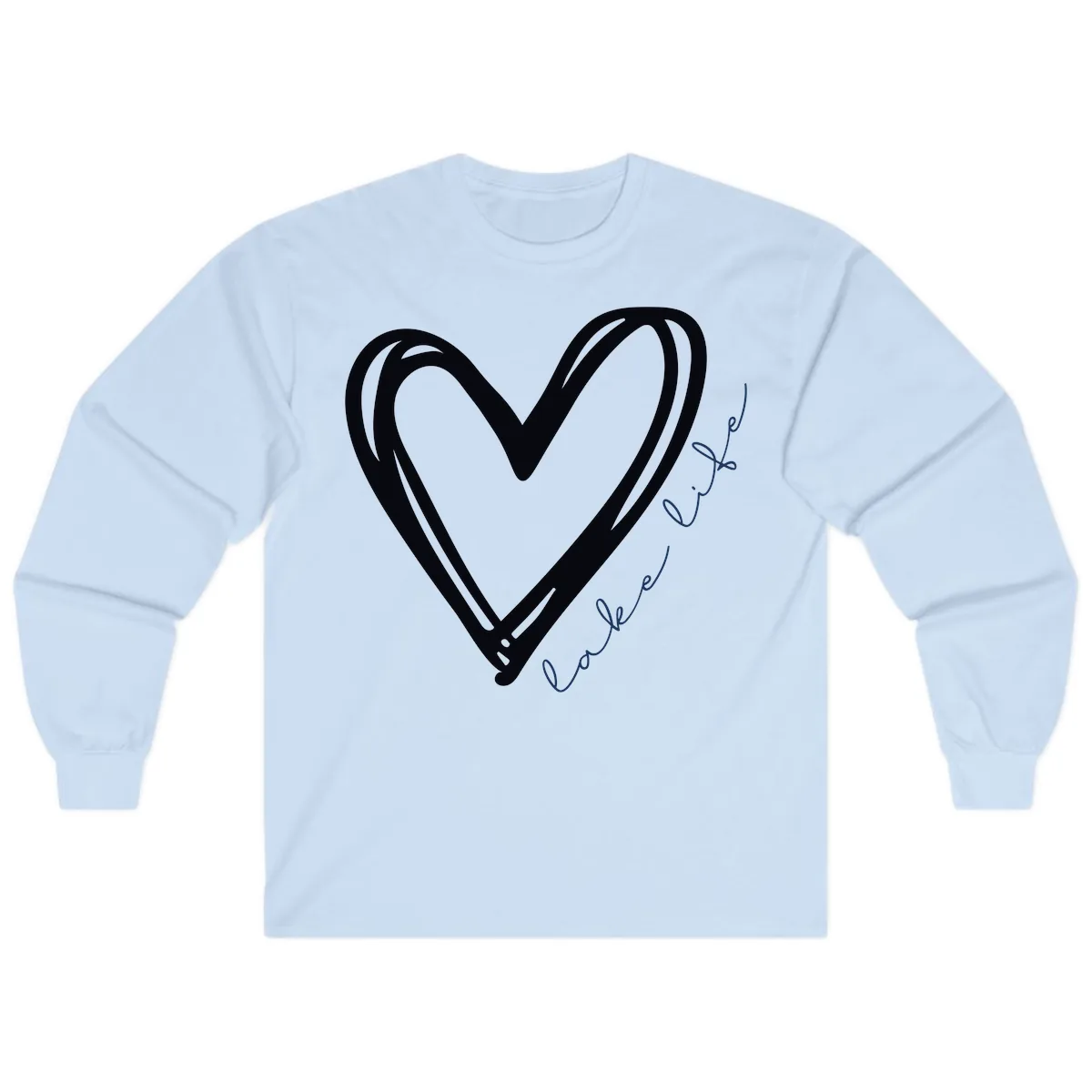 Lake Life Heart Design Long Sleeve in Light Blue