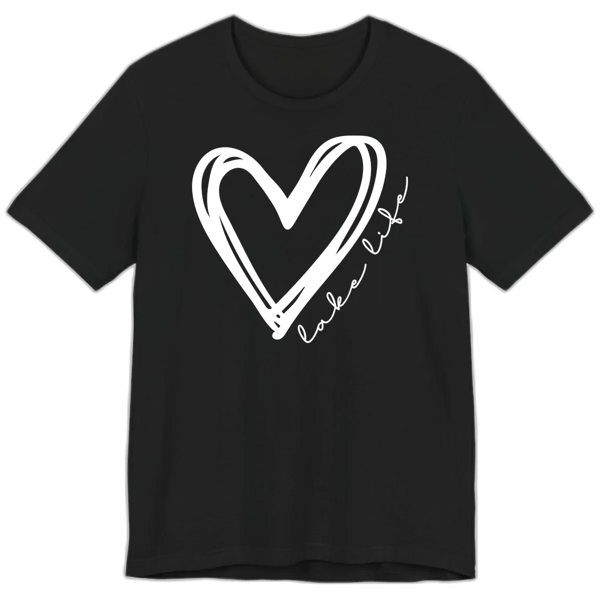 Lake Life Heart Design Premium T-Shirt in Black