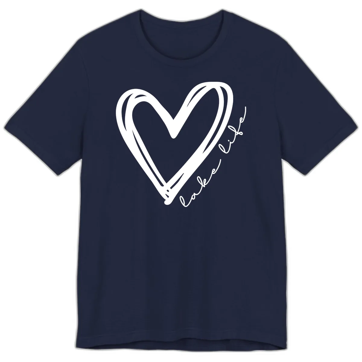 Lake Life Heart Design Premium T-Shirt in Navy