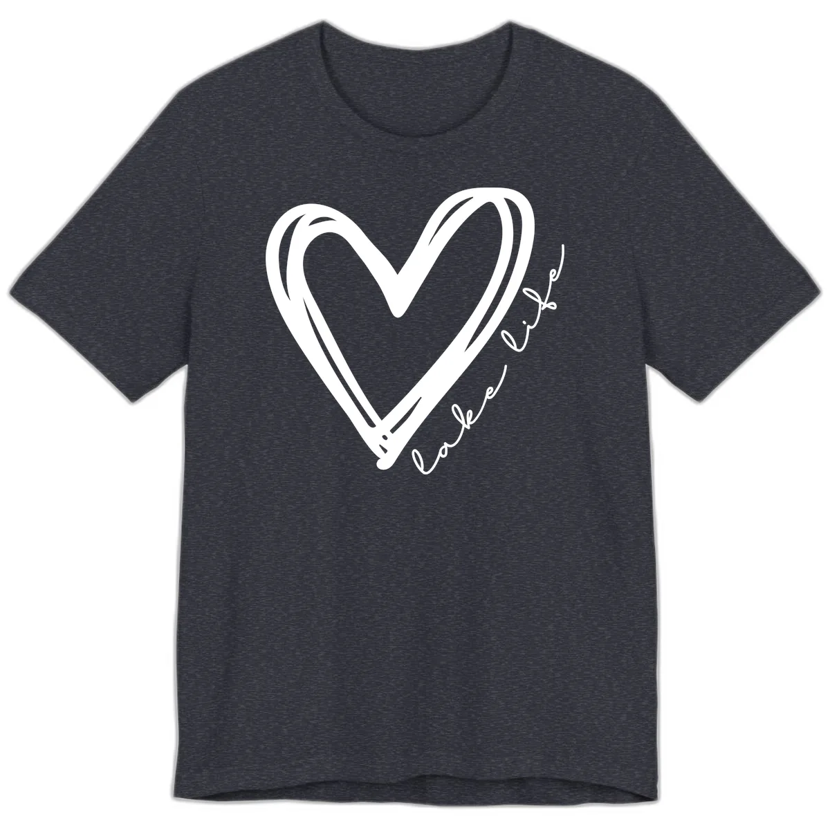 Lake Life Heart Design Premium T-Shirt in Heather Navy