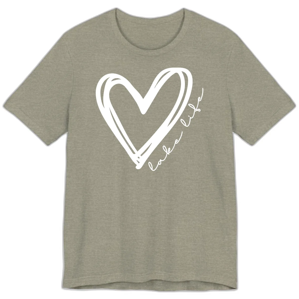 Lake Life Heart Design Premium T-Shirt in Heather Stone