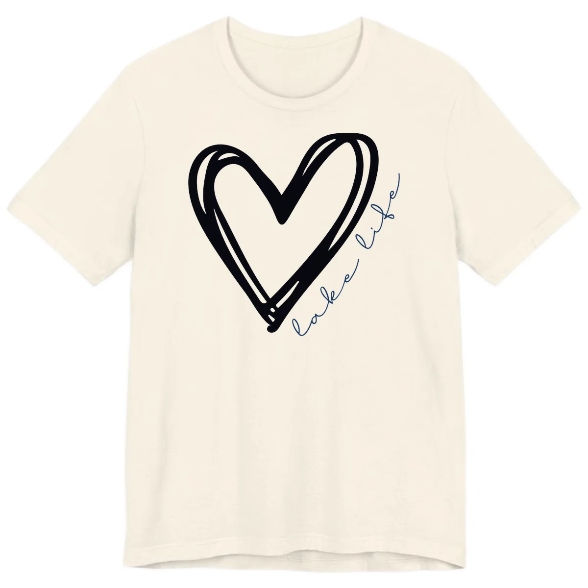 Lake Life Heart Design Premium T-Shirt in Natural