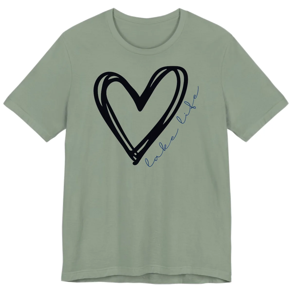 Lake Life Heart Design Premium T-Shirt in Sage
