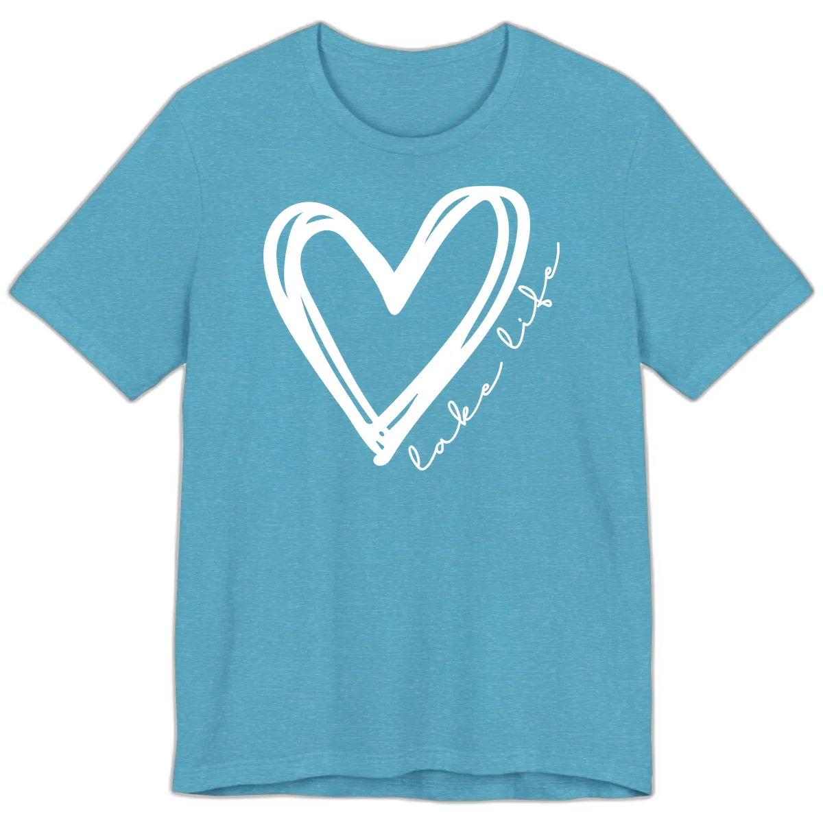 Lake Life Heart Design Premium T-Shirt in Heather Aqua