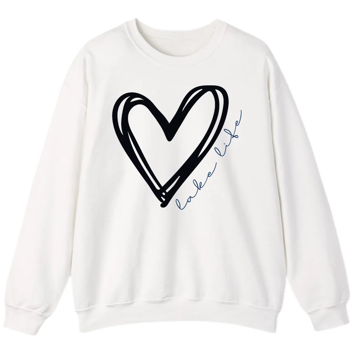 Lake Life Heart Design Sweatshirt in White