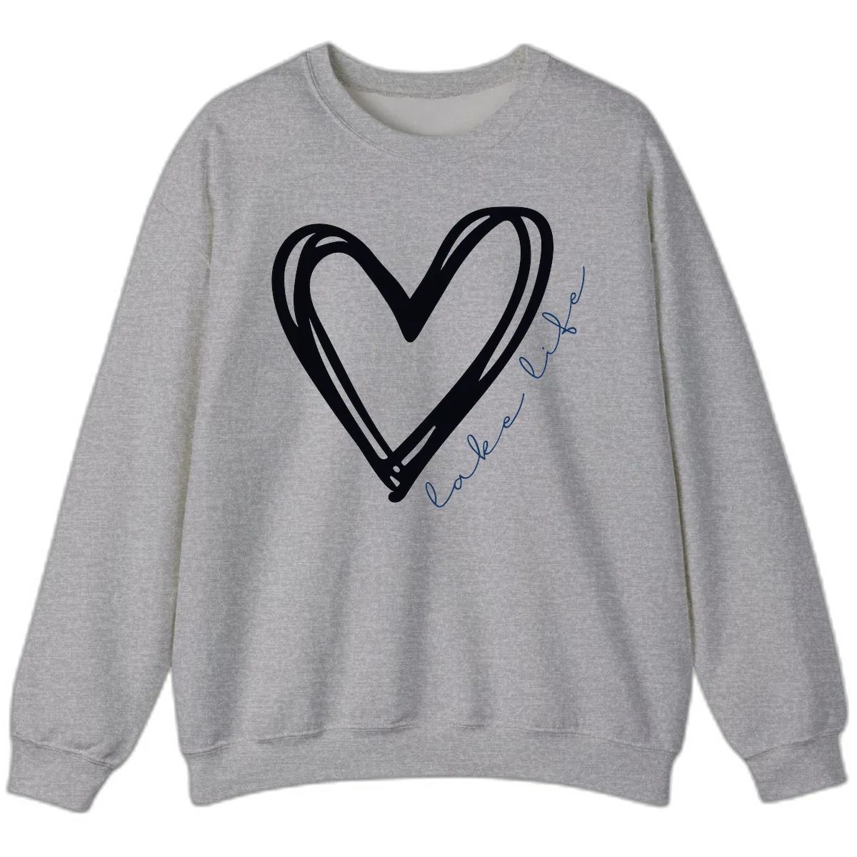 Lake Life Heart Design Sweatshirt in Sport Grey