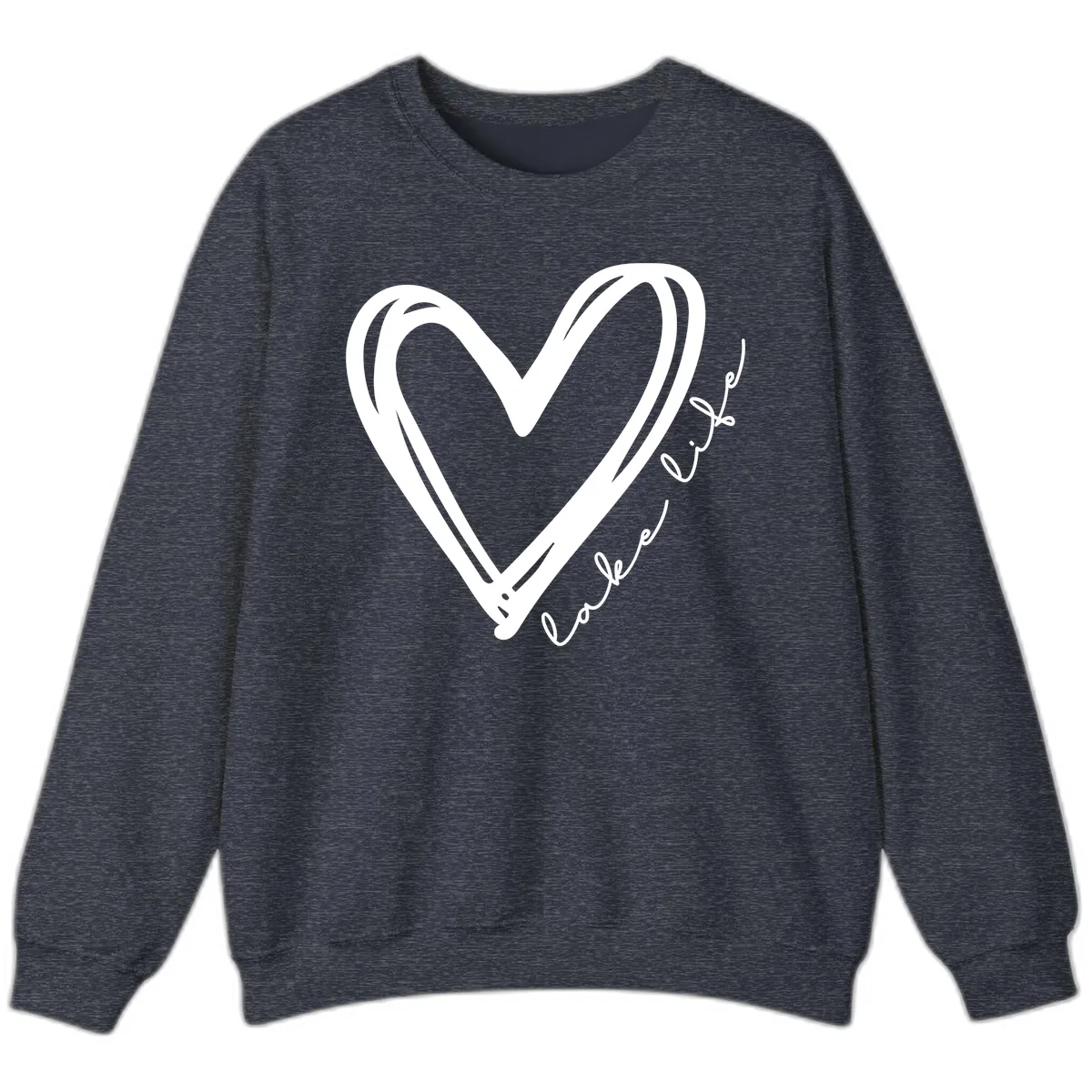 Lake Life Heart Design Sweatshirt in Heather Sport Dark Navy