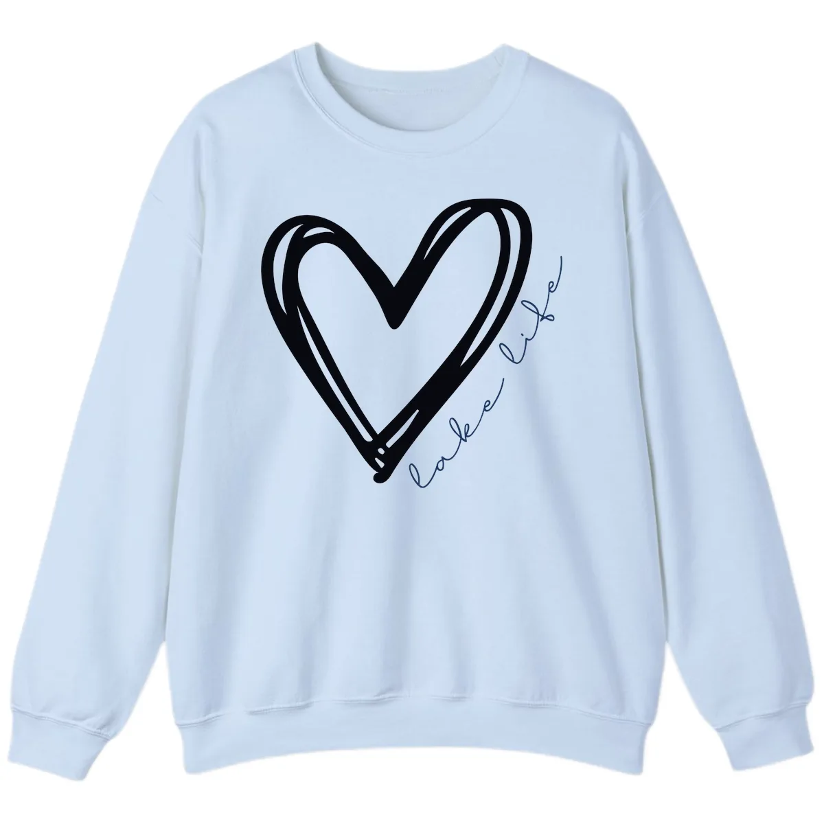 Lake Life Heart Design Sweatshirt in Light Blue