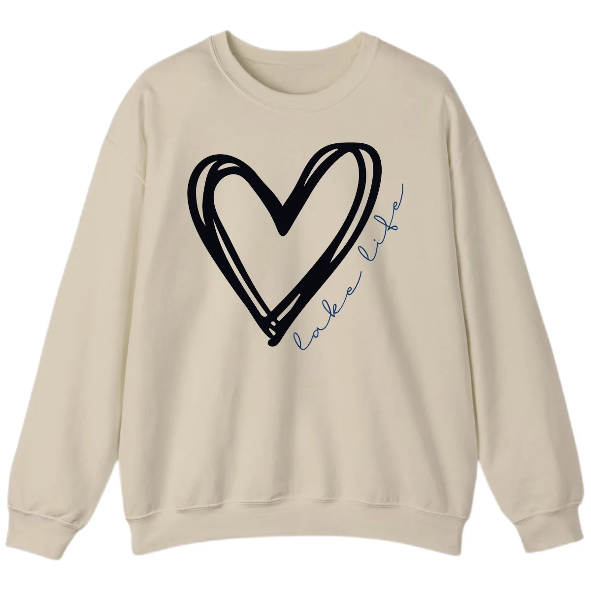 Lake Life Heart Design Sweatshirt in Sand