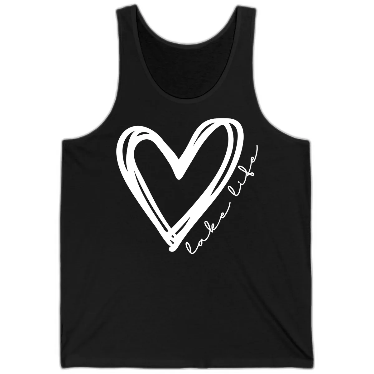 Lake Life Heart Design Tank in Black