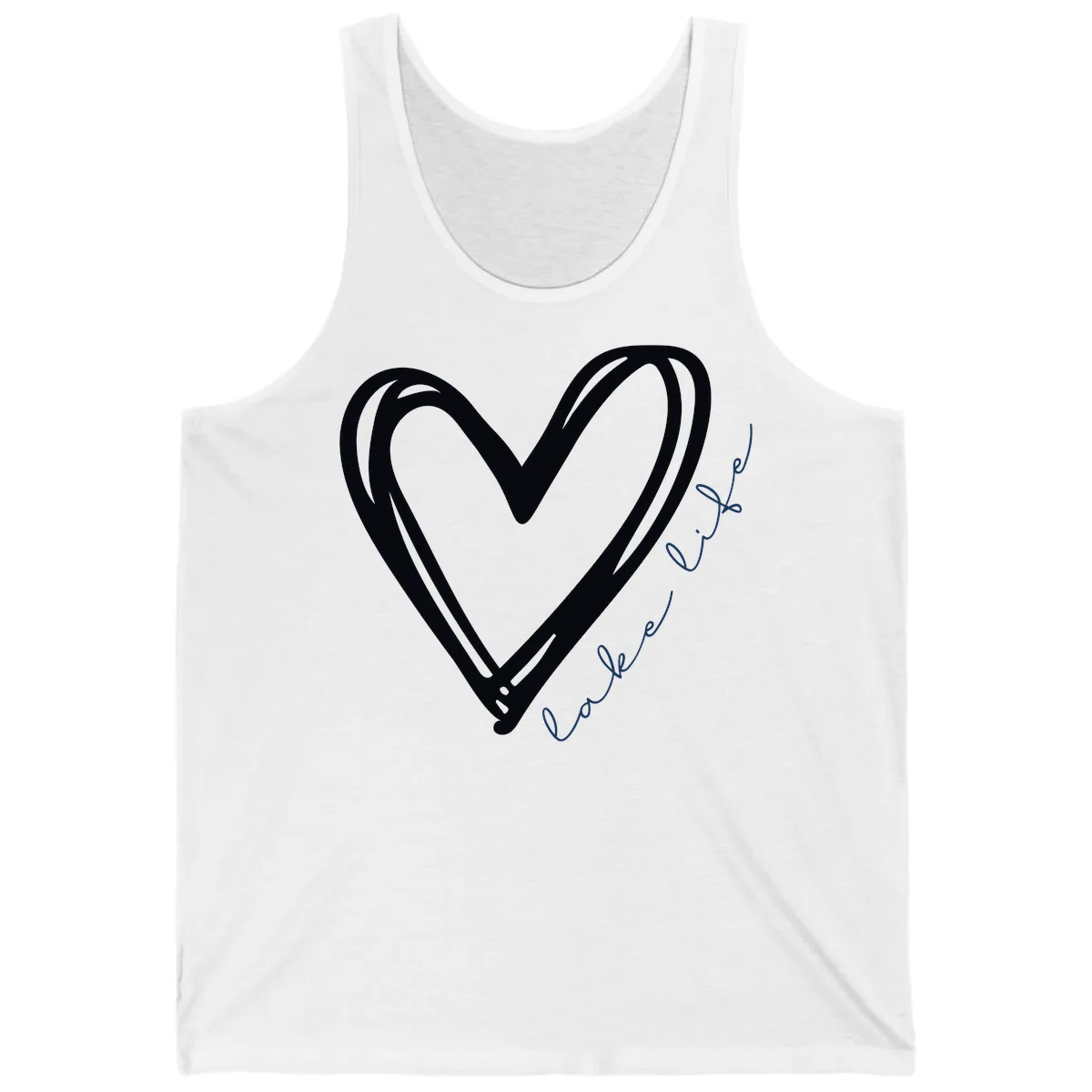 Lake Life Heart Design Tank in White