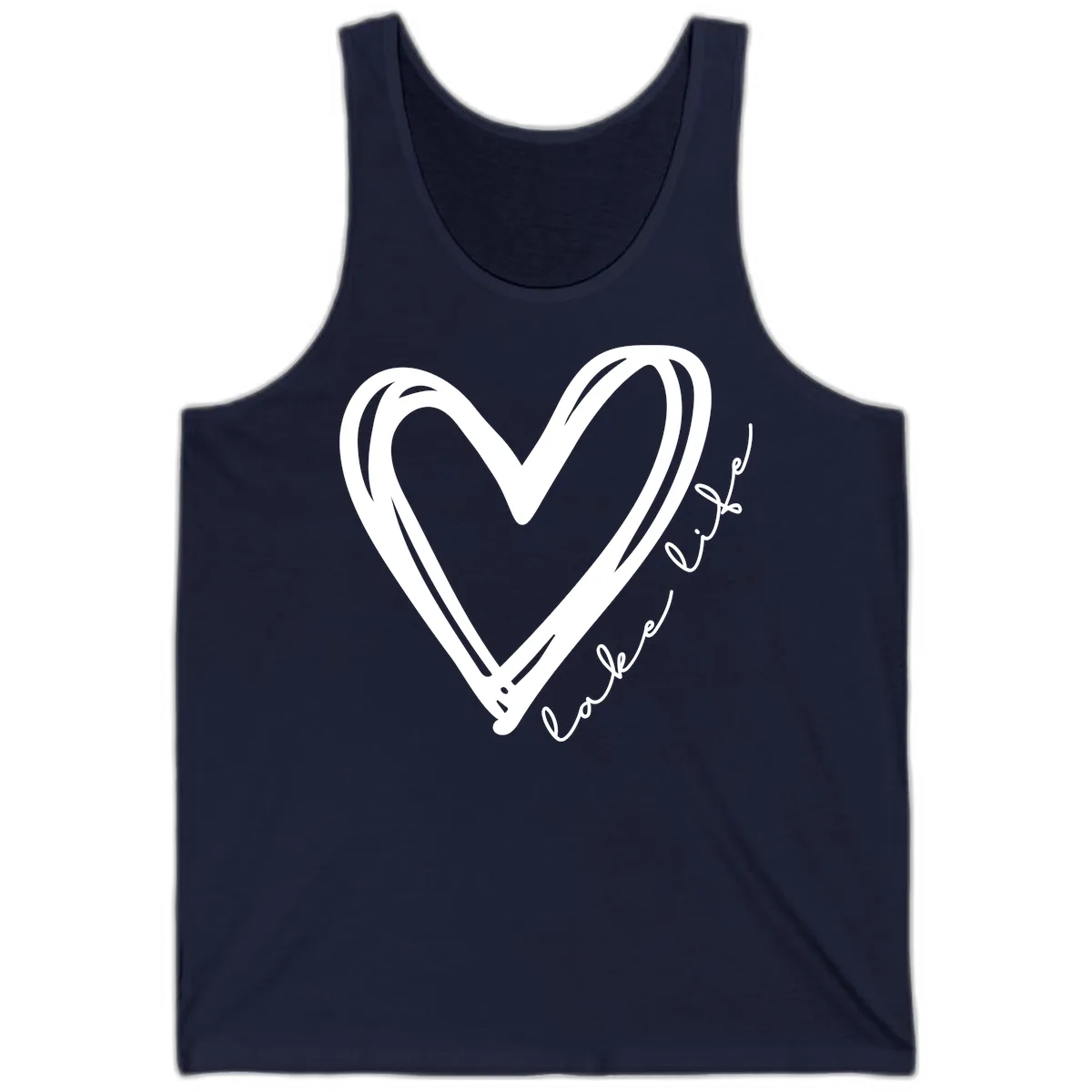Lake Life Heart Design Tank in Navy