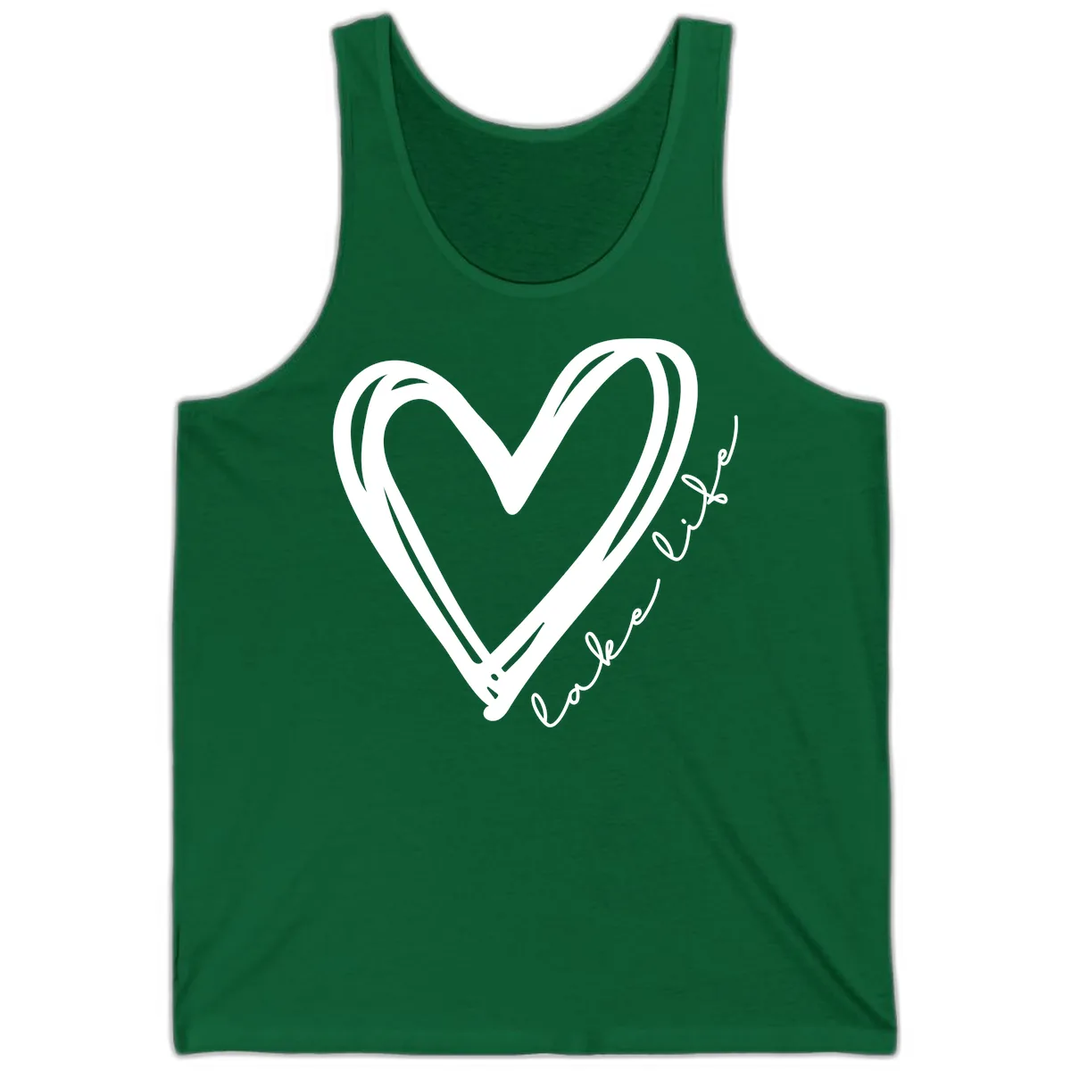 Lake Life Heart Design Tank in Kelly