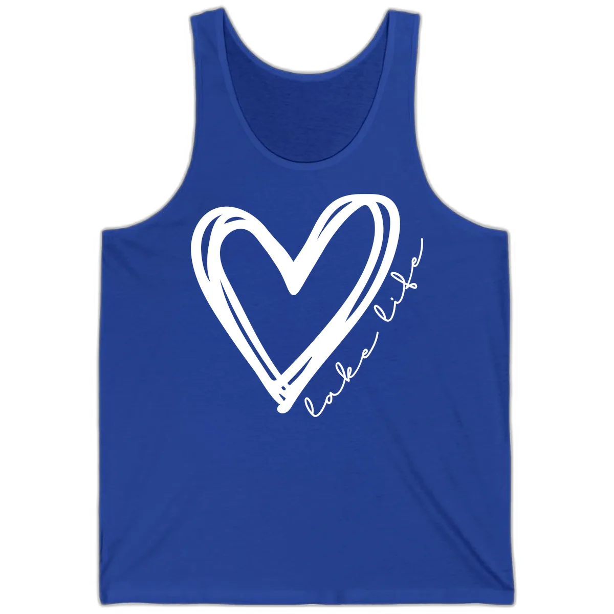 Lake Life Heart Design Tank in True Royal