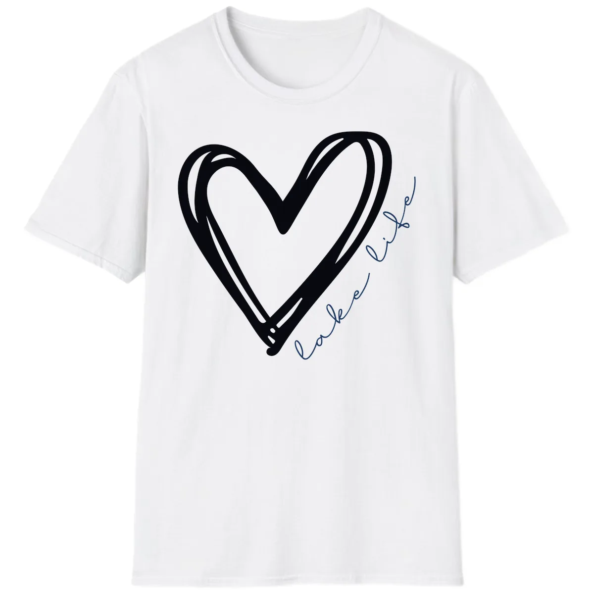 Lake Life Heart Design T-Shirt in White