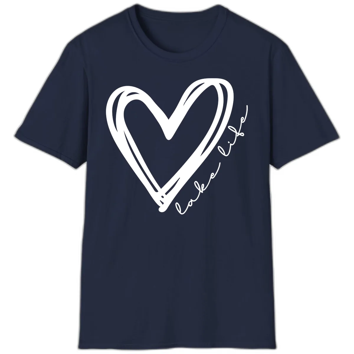 Lake Life Heart Design T-Shirt in Navy