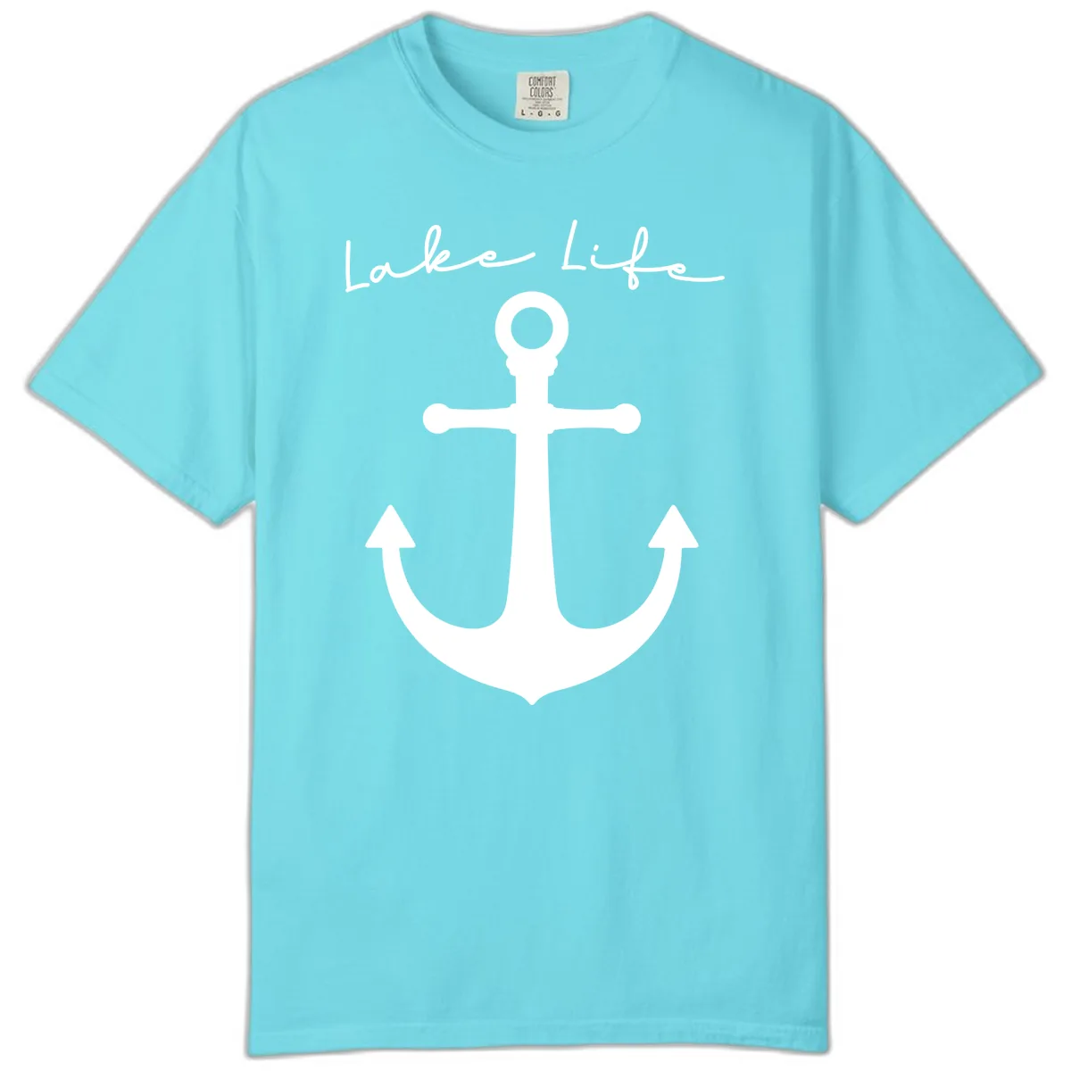 Lake Life Anchor Design Comfort Color in Lagoon Blue