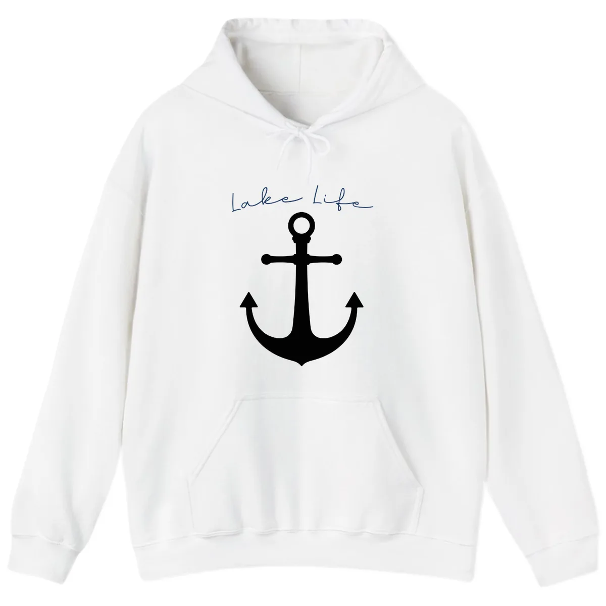 Lake Life Anchor Design Hoodie in White
