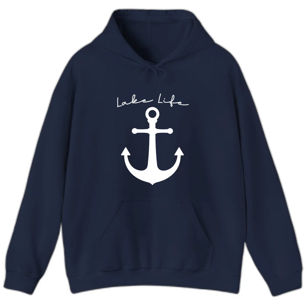 Lake Life Anchor Design Hoodie in Navy