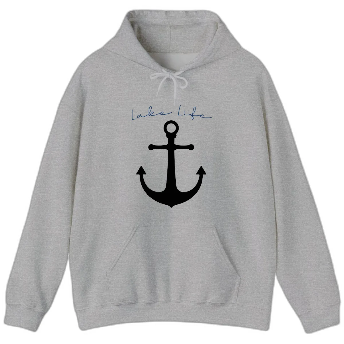 Lake Life Anchor Design Hoodie in Sport Grey