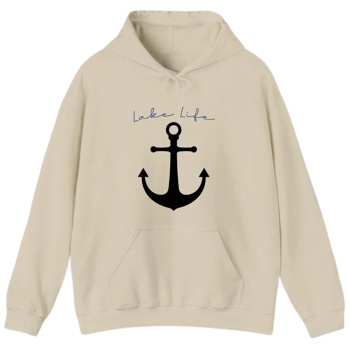 Lake Life Anchor Design Hoodie in Sand