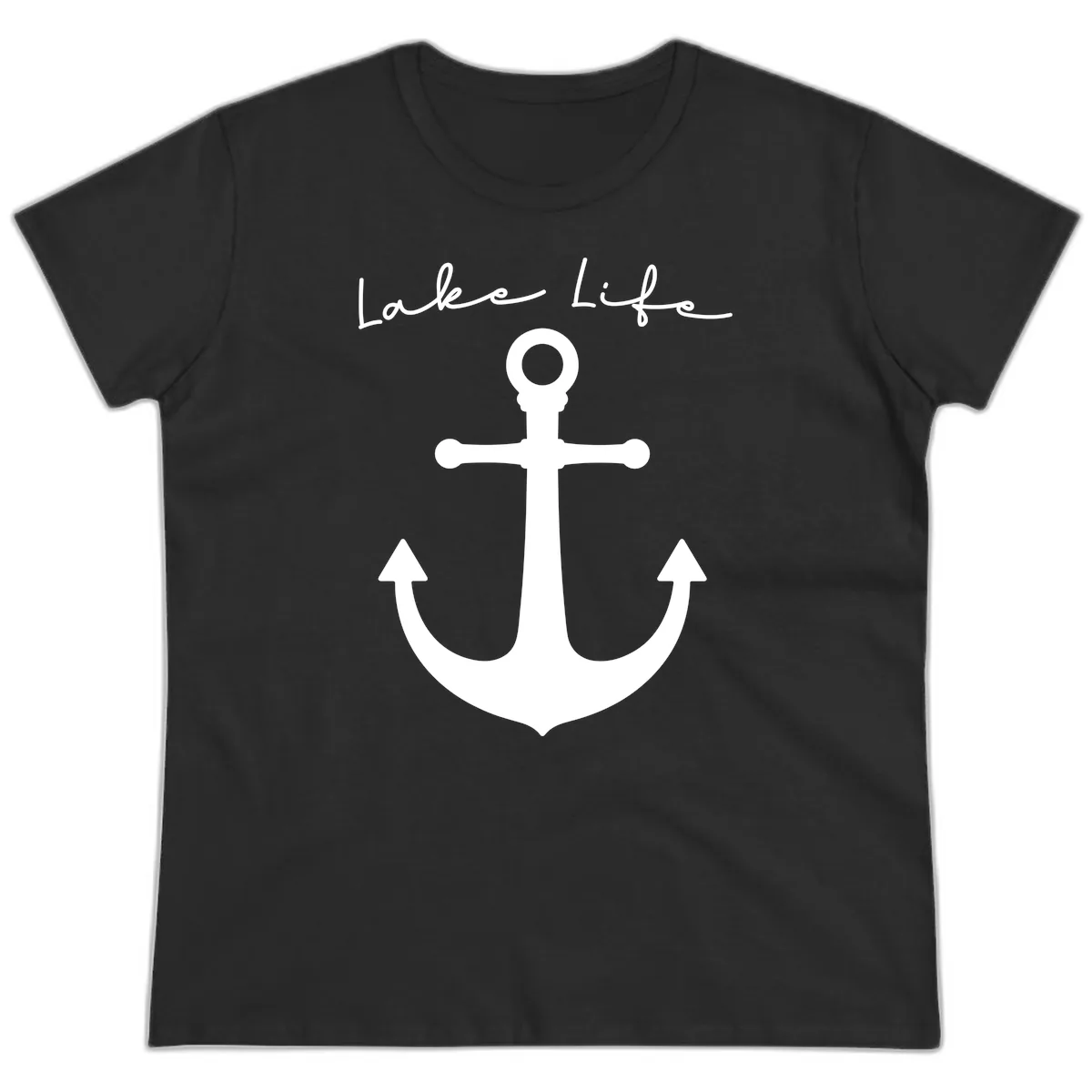 Lake Life Anchor Design Ladies Tee in Black