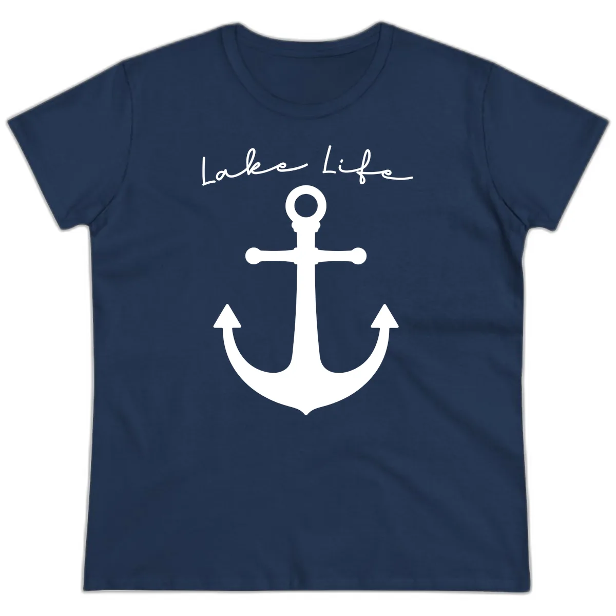 Lake Life Anchor Design Ladies Tee in Navy