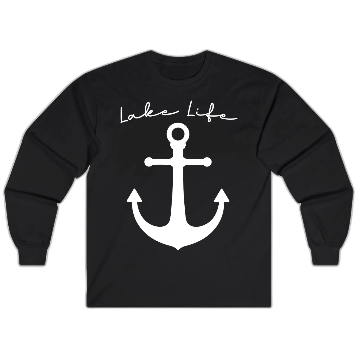 Lake Life Anchor Design Long Sleeve in Black